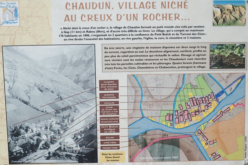 Panneau explicatif se trouvant à Chaudun actuellement avec le plan du
village d’antan.