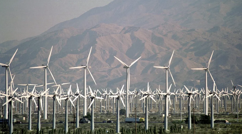 Un champ d’éoliennes à West Garnet dans le sud-est de la
Californie. Source : Les Échos.