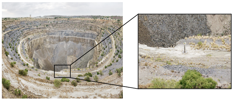 La mine de Koffiefontein en Afrique du Sud, où l’équivalent
de 7,6 millions de carats de diamants a pu être extrait. Source : dillonmarsh.com